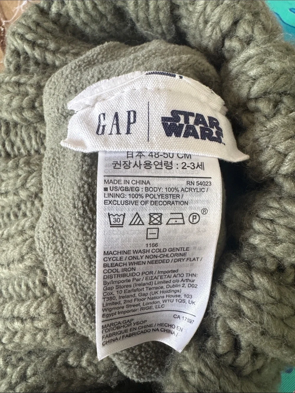 GAP Grogu Star Wars Hat Baby Yoda Beanie Kids Chunky Knit Fleece Lined Halloween